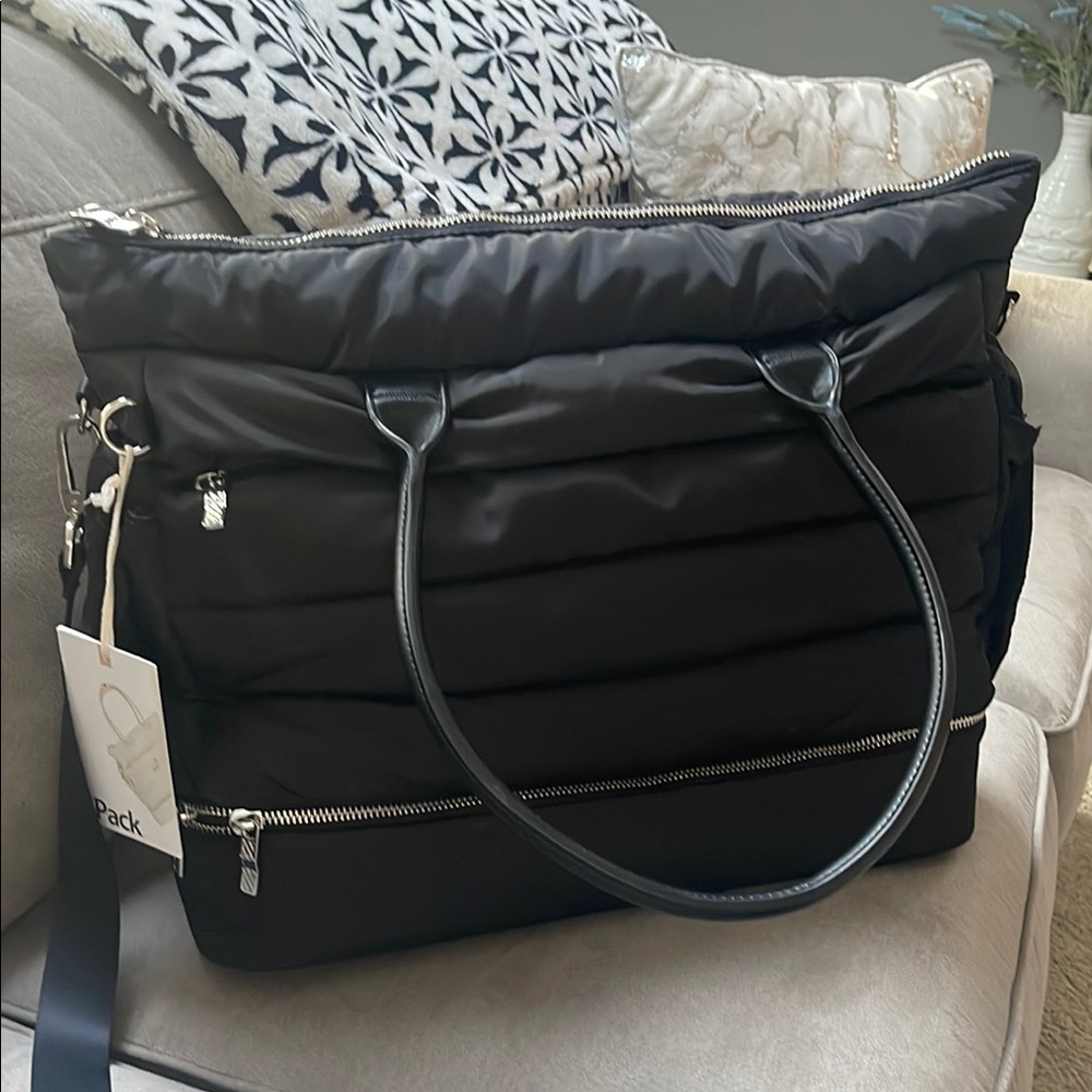 Pack Elegant Black Quilted Tote Bag, NWT, Never Used. Fits Laptop